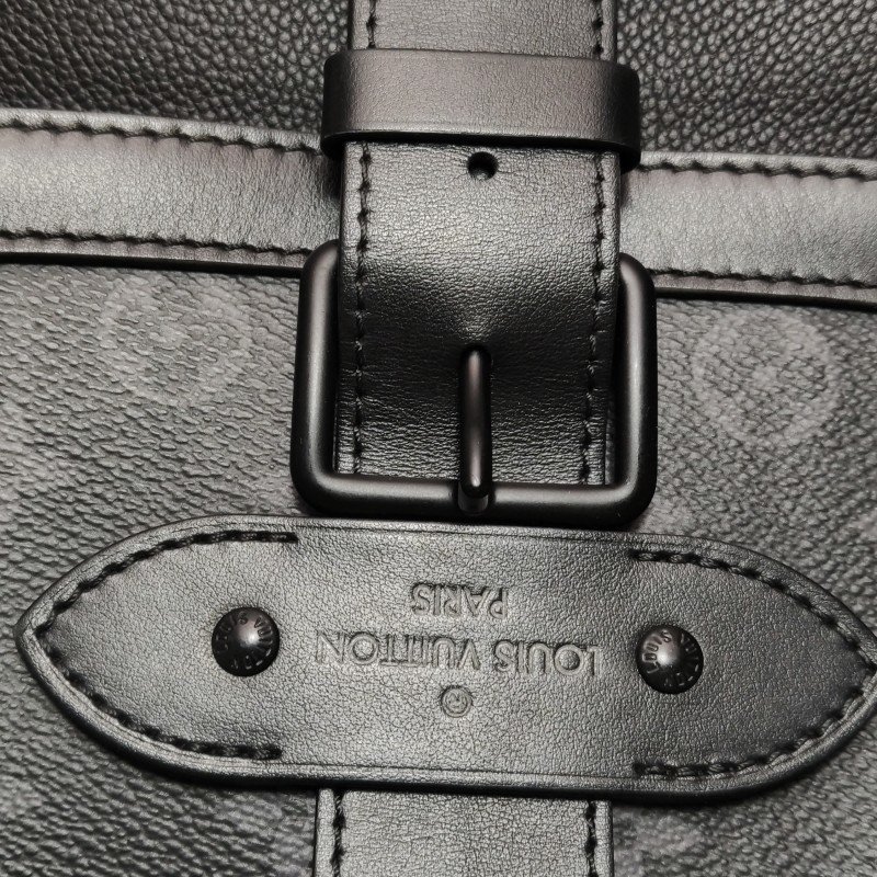 Louis Vuitton (LV)Saumur雙子星牛皮老花皮帶 扣斜背包單肩包晶片款-14