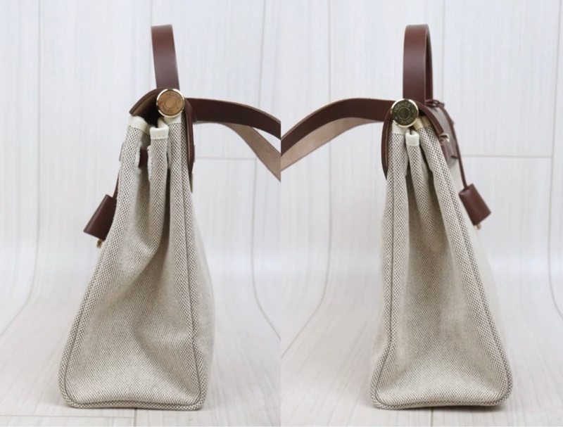 「JL精品代購」98新 Hermes 愛馬仕 herbag 米咖 兩包可替換-5