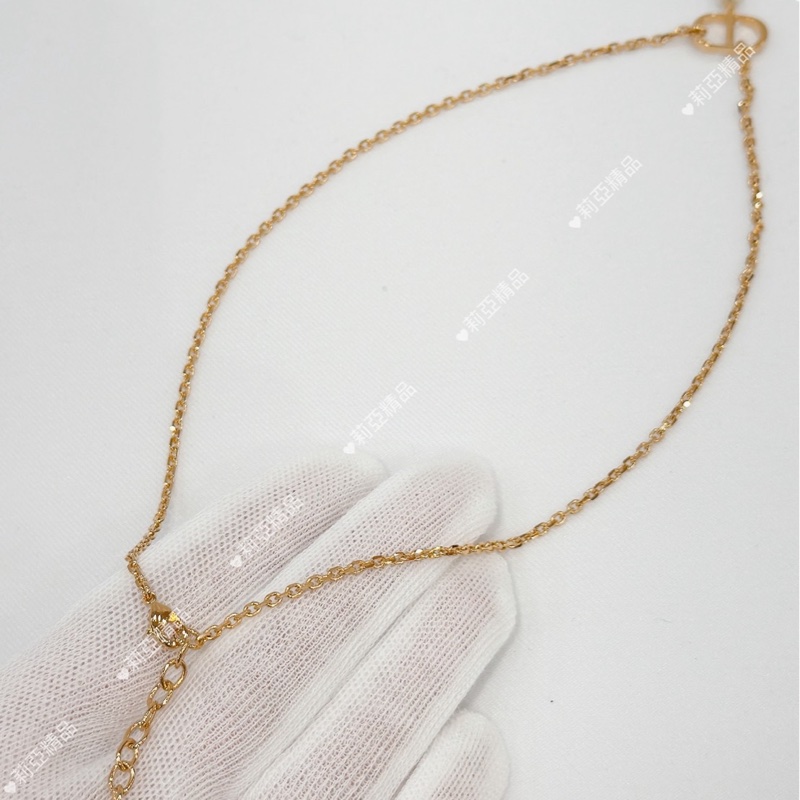 莉亞精品♡ Dior 金色垂墜 珍珠可調節項鍊 二手-5