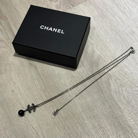 CHANEL 💫 黑水鑽黑珍珠LOGO項鍊