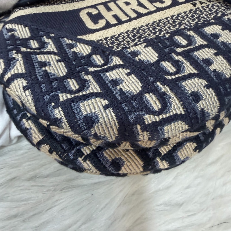 Dior Saddle M0446藍色 緹花 老花 CD 金釦 馬鞍包 手提包單肩包-14