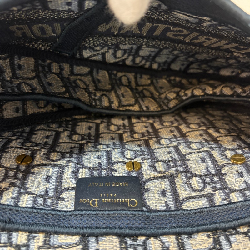 Dior Saddle M0446藍色 緹花 老花 CD 金釦 馬鞍包 手提包單肩包-41