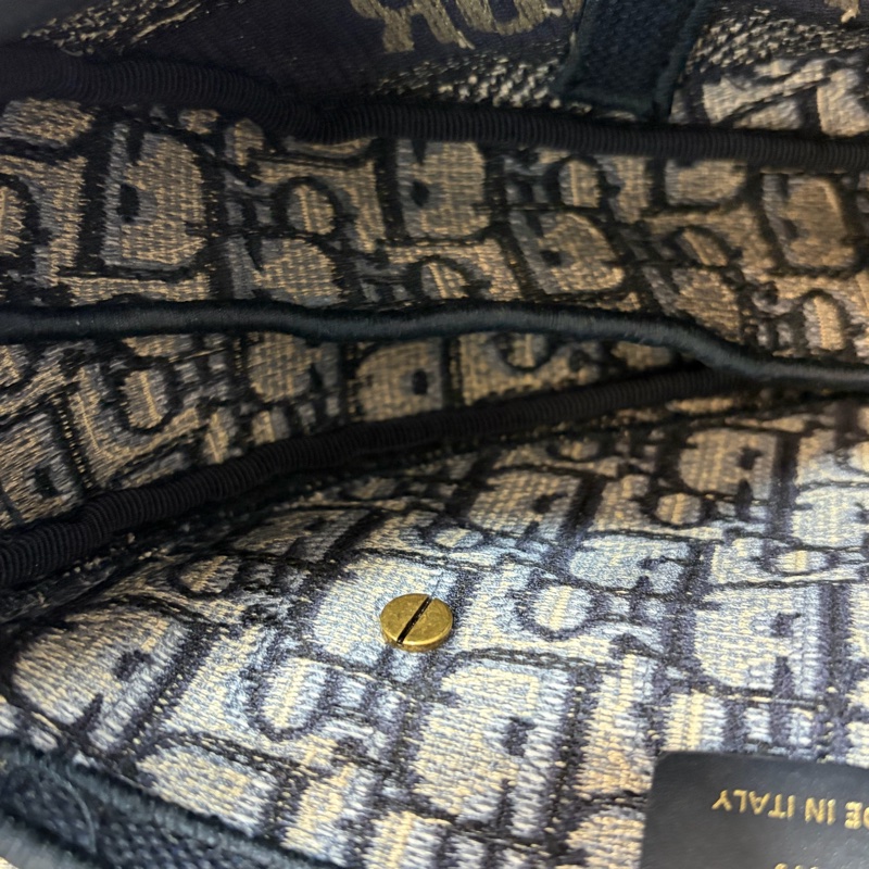 Dior Saddle M0446藍色 緹花 老花 CD 金釦 馬鞍包 手提包單肩包-43