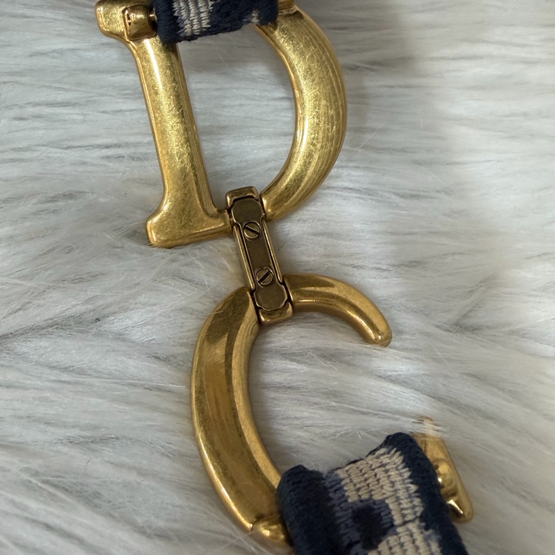 Dior Saddle M0446藍色 緹花 老花 CD 金釦 馬鞍包 手提包單肩包-49