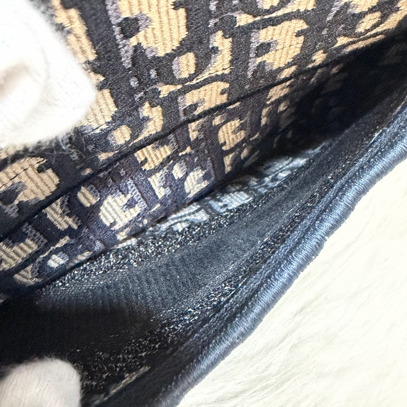 Dior Saddle M0446藍色 緹花 老花 CD 金釦 馬鞍包 手提包單肩包-52