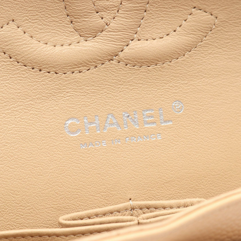 香奈兒 Matelasse W 翻蓋鏈條單背包 A01112 小牛皮 米色 SHW-3