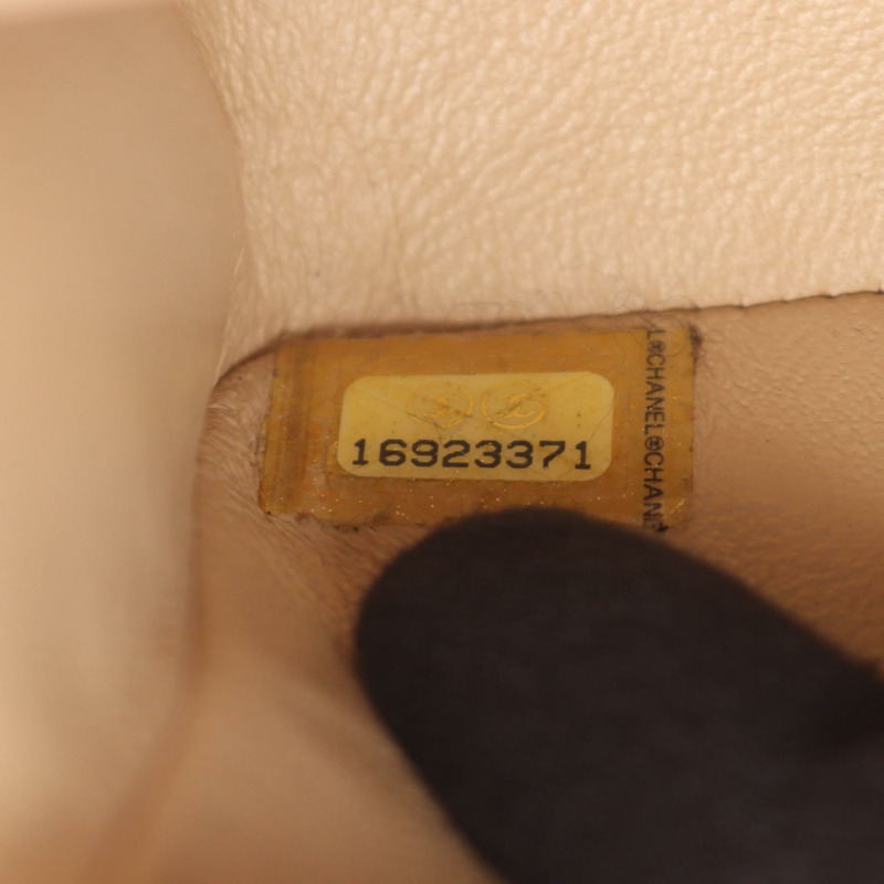 香奈兒 Matelasse W 翻蓋鏈條單背包 A01112 小牛皮 米色 SHW-4