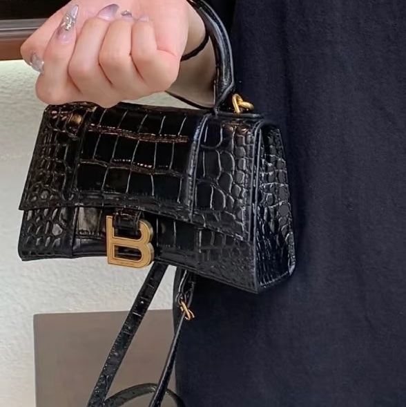 BALENCIAGA巴黎世家黑金鱷魚壓紋🌻沙漏XS 附件:肩帶-4