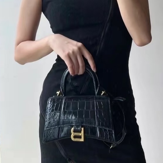 BALENCIAGA巴黎世家黑金鱷魚壓紋🌻沙漏XS 附件:肩帶-7