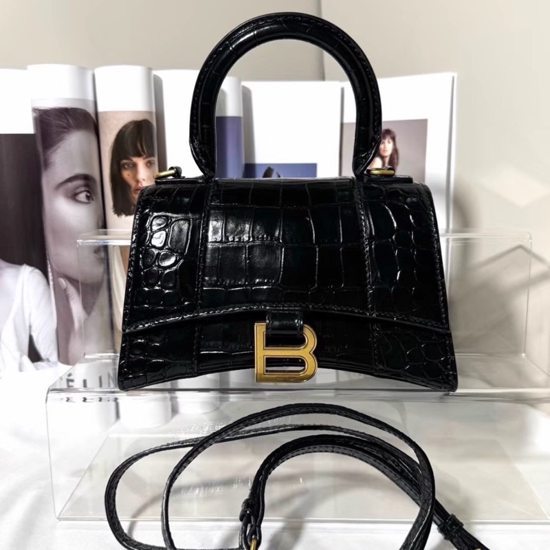 BALENCIAGA巴黎世家黑金鱷魚壓紋🌻沙漏XS 附件:肩帶-10