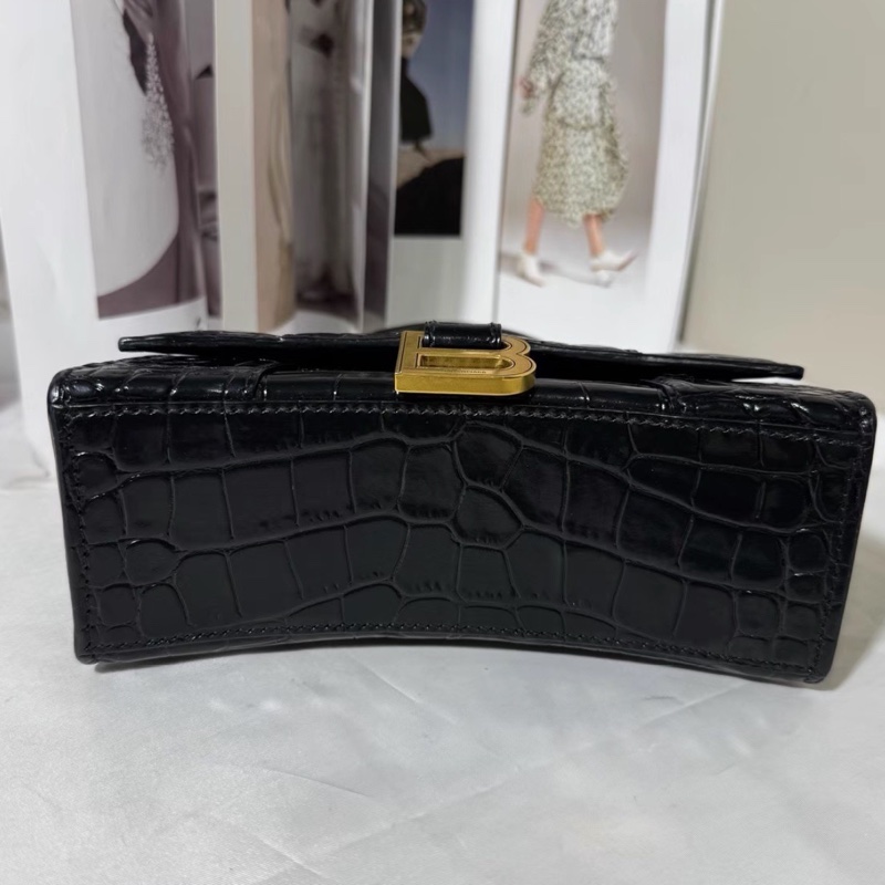 BALENCIAGA巴黎世家黑金鱷魚壓紋🌻沙漏XS 附件:肩帶-15