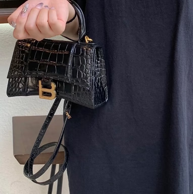 BALENCIAGA巴黎世家黑金鱷魚壓紋🌻沙漏XS 附件:肩帶-22