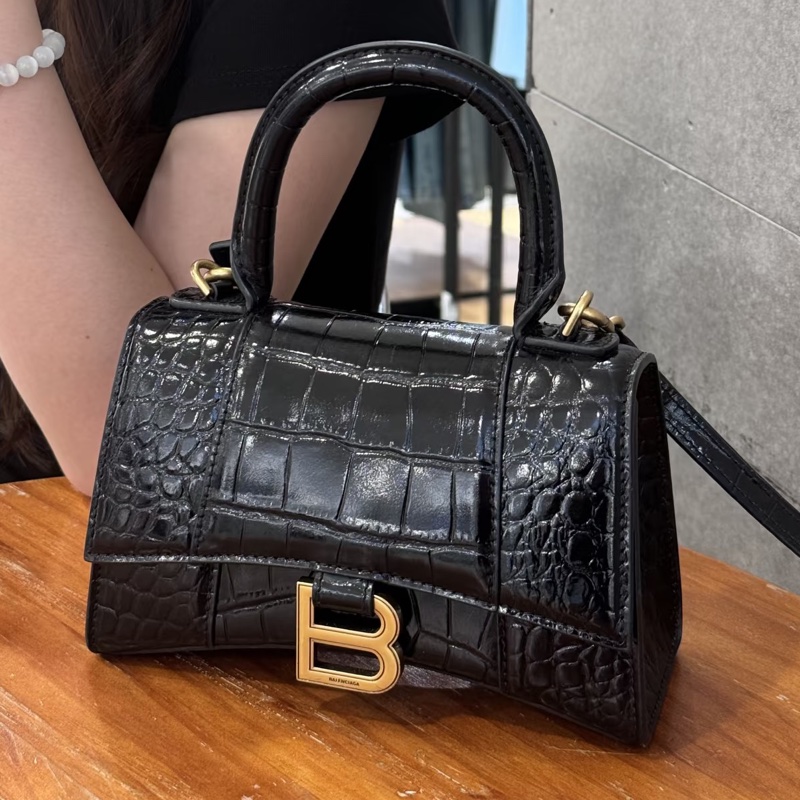 BALENCIAGA巴黎世家黑金鱷魚壓紋🌻沙漏XS 附件:肩帶-30