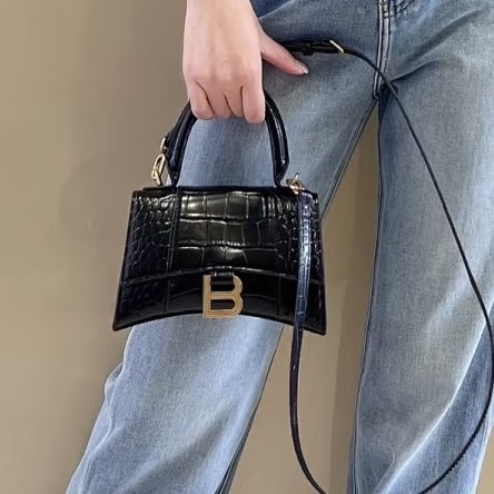BALENCIAGA巴黎世家黑金鱷魚壓紋🌻沙漏XS 附件:肩帶-31