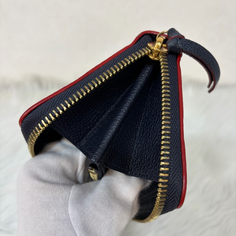 LV M69415 Clemence 海軍藍壓紋 紅邊 牛皮 拉鍊長夾-31