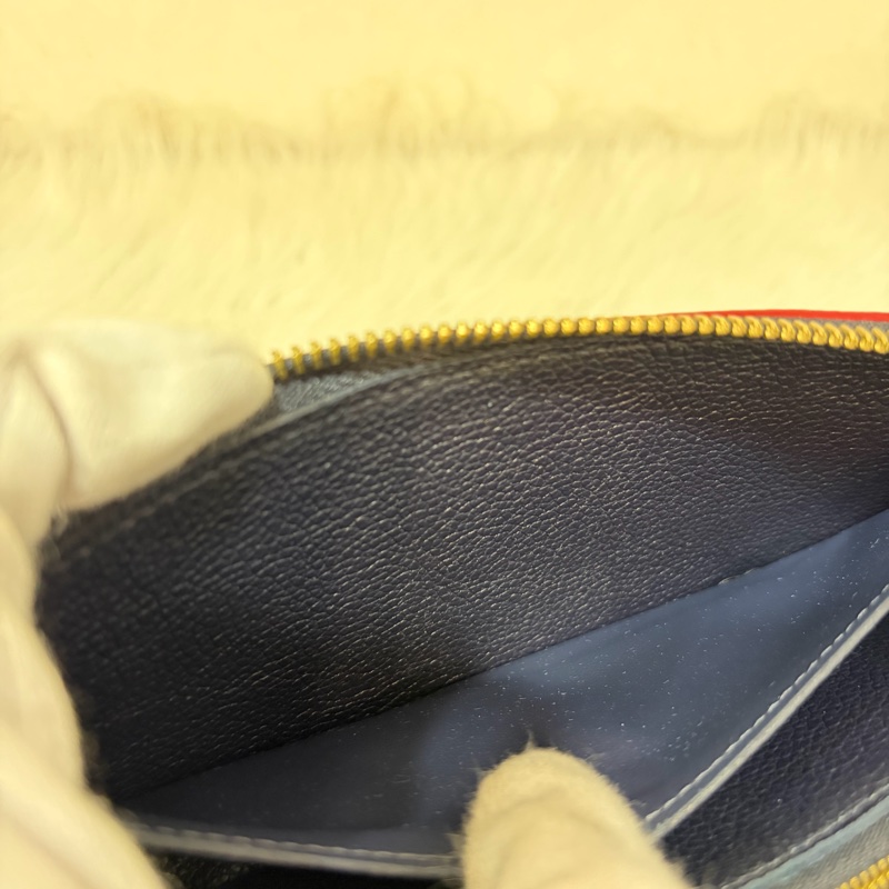 LV M69415 Clemence 海軍藍壓紋 紅邊 牛皮 拉鍊長夾-47