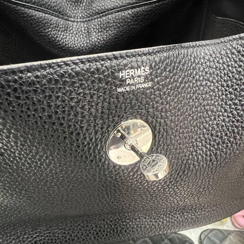 東區正精品㊣HERMES LINDY 30 愛馬仕黑色全皮銀釦手提包肩背包兩用包 30cm T刻 RZ6360-2