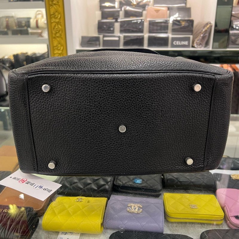 東區正精品㊣HERMES LINDY 30 愛馬仕黑色全皮銀釦手提包肩背包兩用包 30cm T刻 RZ6360-10