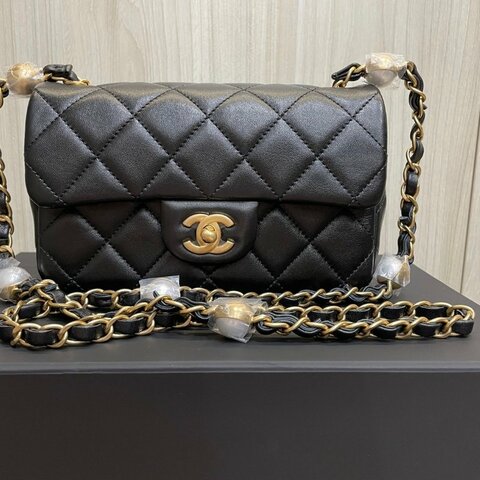 chanel 珍珠鏈條包 cf20 黑色 大mini