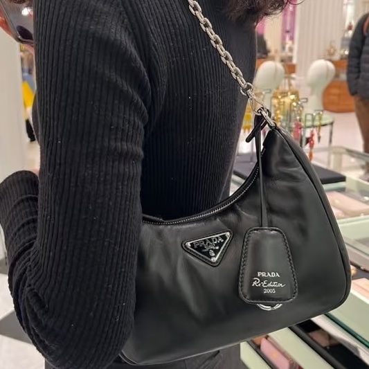 🦄PRADA普拉達黑銀三合一尼龍Hobo單肩斜跨包-5