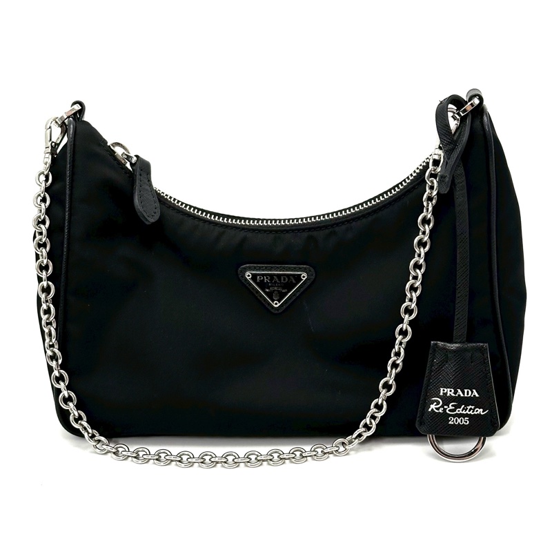 🦄PRADA普拉達黑銀三合一尼龍Hobo單肩斜跨包-11