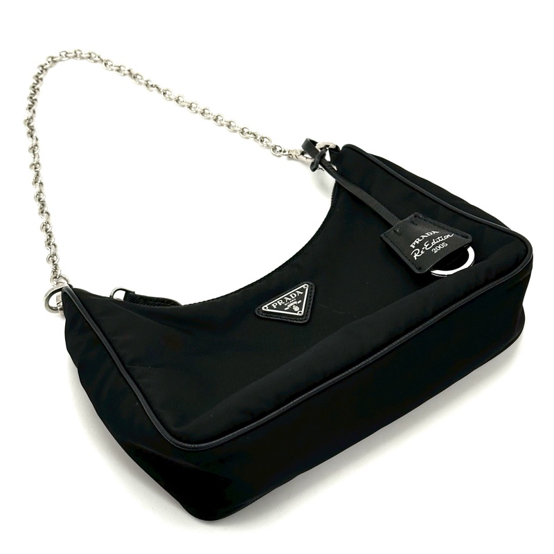 🦄PRADA普拉達黑銀三合一尼龍Hobo單肩斜跨包-13