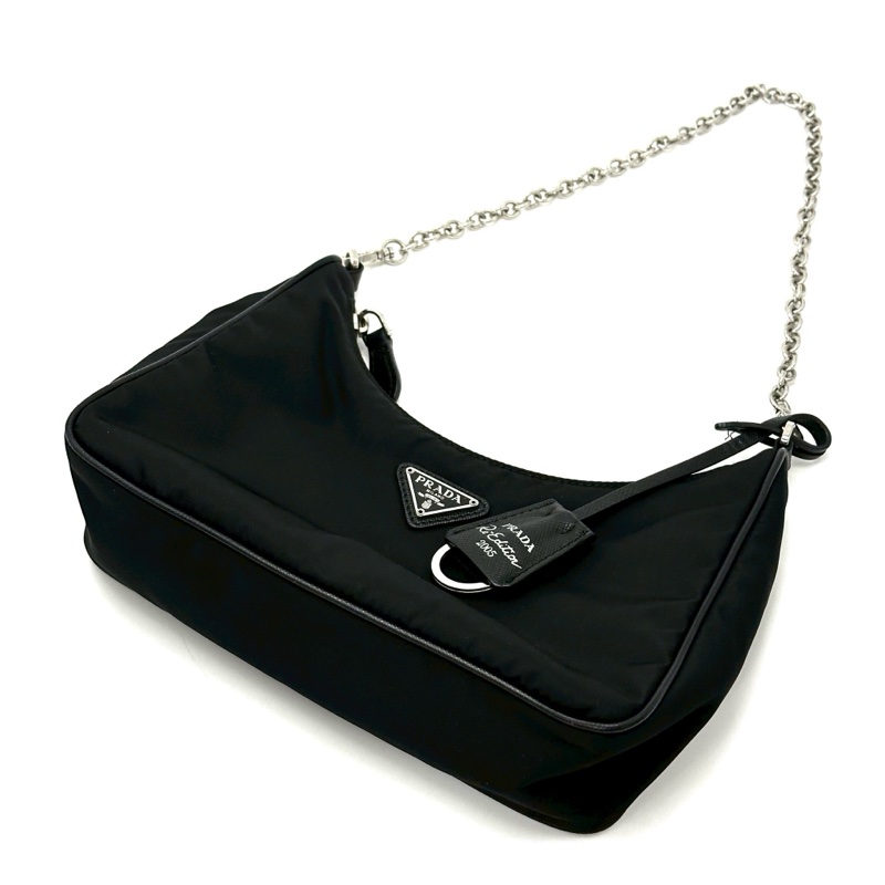 🦄PRADA普拉達黑銀三合一尼龍Hobo單肩斜跨包-15