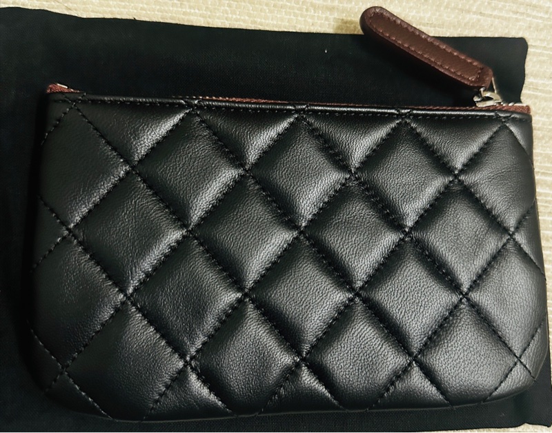 CHANEL 銀標長版零錢包 皮革材質 可當名片夾信用卡夾未使用-1