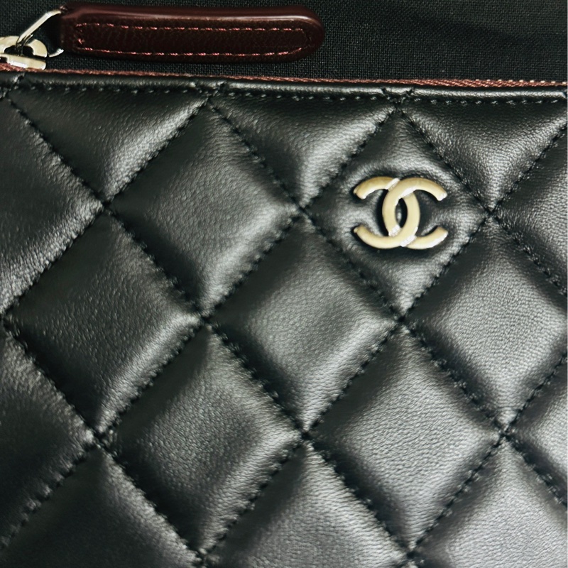 CHANEL 銀標長版零錢包 皮革材質 可當名片夾信用卡夾未使用-2