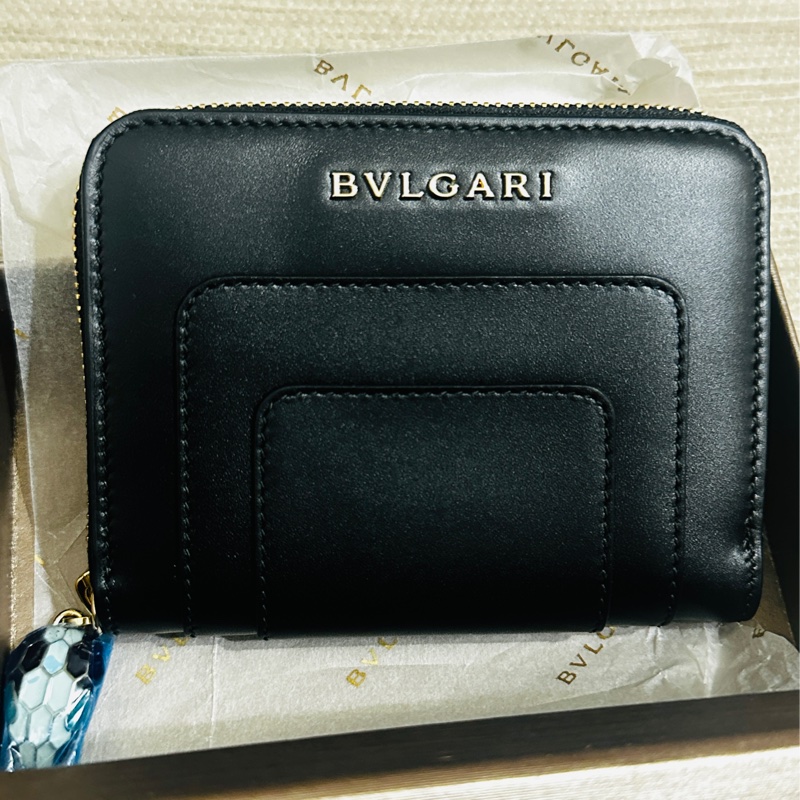 BVLGARI 寶格麗 Serpenti蛇頭短夾 零錢包 黑色卡片夾層-2