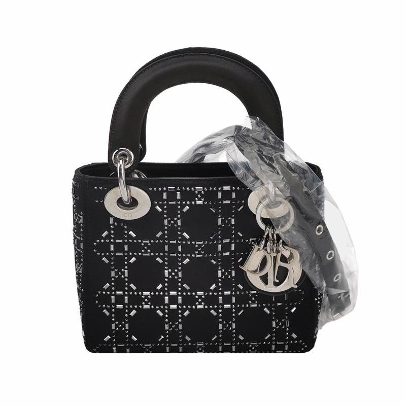 Dior Lady Dior戴妃包迷你緞面Logo吊飾單肩包-0