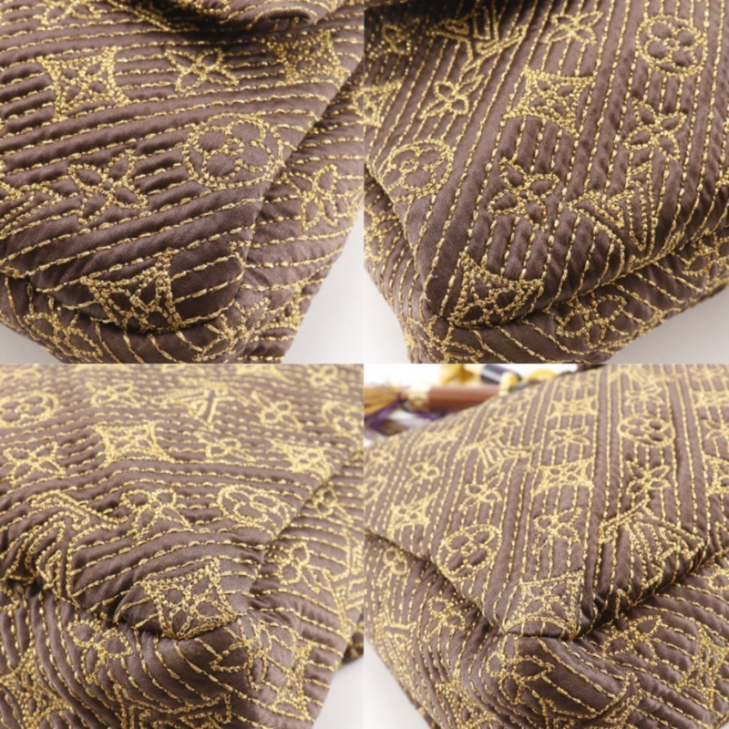 Louis Vuitton African Queen 手拿包，提花 Monogram 緞面，2009 年款，棕色，RE0039，A5 尺寸，磁扣，女士款。-3