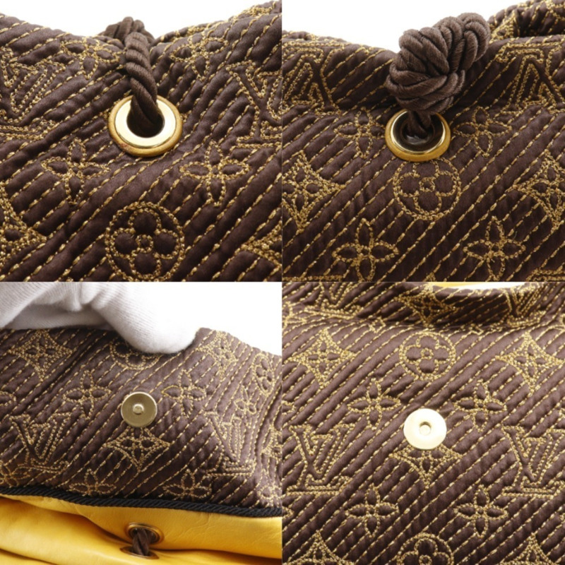 Louis Vuitton African Queen 手拿包，提花 Monogram 緞面，2009 年款，棕色，RE0039，A5 尺寸，磁扣，女士款。-14