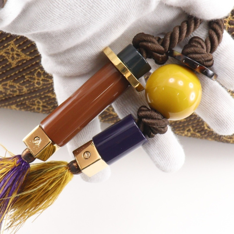 Louis Vuitton African Queen 手拿包，提花 Monogram 緞面，2009 年款，棕色，RE0039，A5 尺寸，磁扣，女士款。-17