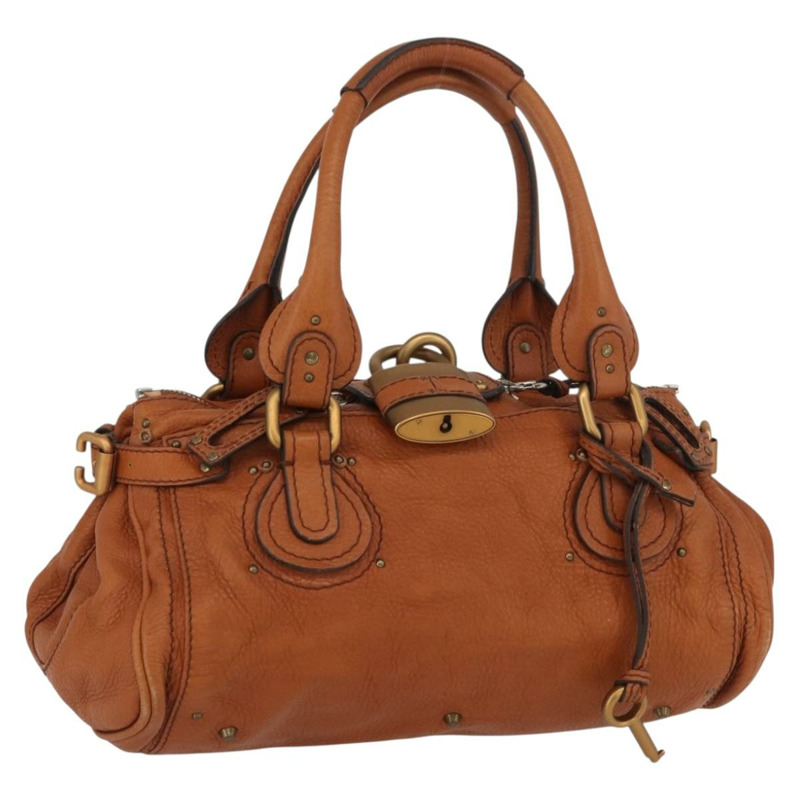 【日本直送】Chloe Paddington 手提包,棕色、金色、銀色皮革,正品 YKZ294M-0