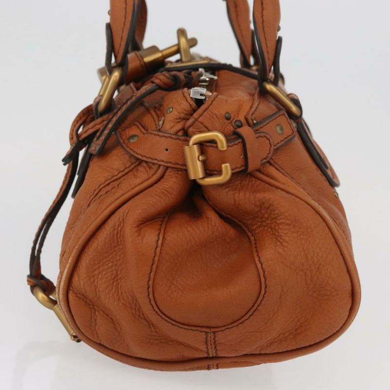 【日本直送】Chloe Paddington 手提包,棕色、金色、銀色皮革,正品 YKZ294M-2