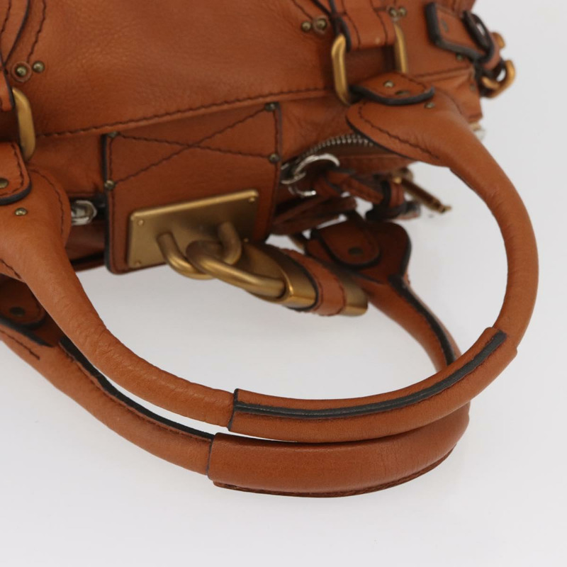 【日本直送】Chloe Paddington 手提包,棕色、金色、銀色皮革,正品 YKZ294M-6
