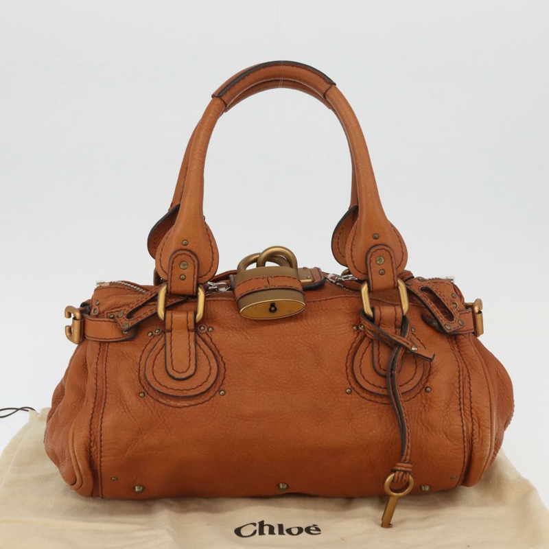 【日本直送】Chloe Paddington 手提包,棕色、金色、銀色皮革,正品 YKZ294M-11