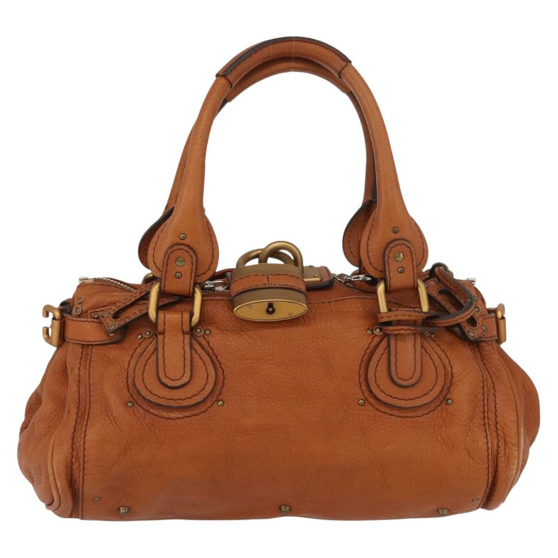【日本直送】Chloe Paddington 手提包,棕色、金色、銀色皮革,正品 YKZ294M-12