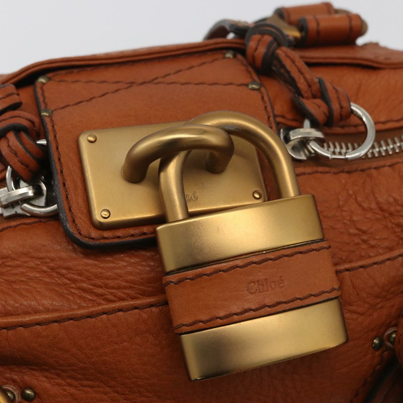 【日本直送】Chloe Paddington 手提包,棕色、金色、銀色皮革,正品 YKZ294M-17