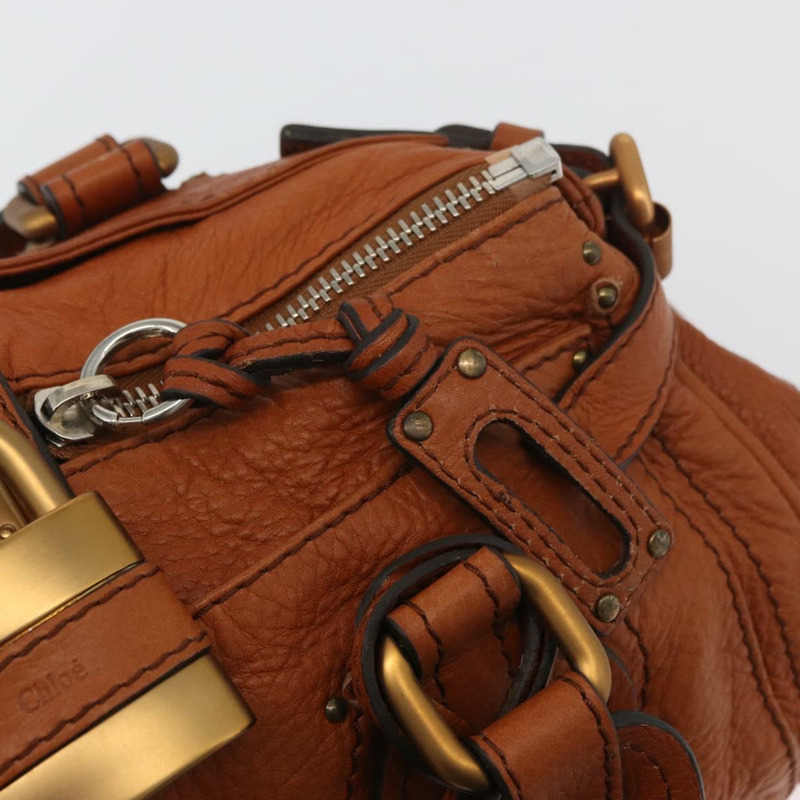 【日本直送】Chloe Paddington 手提包,棕色、金色、銀色皮革,正品 YKZ294M-19