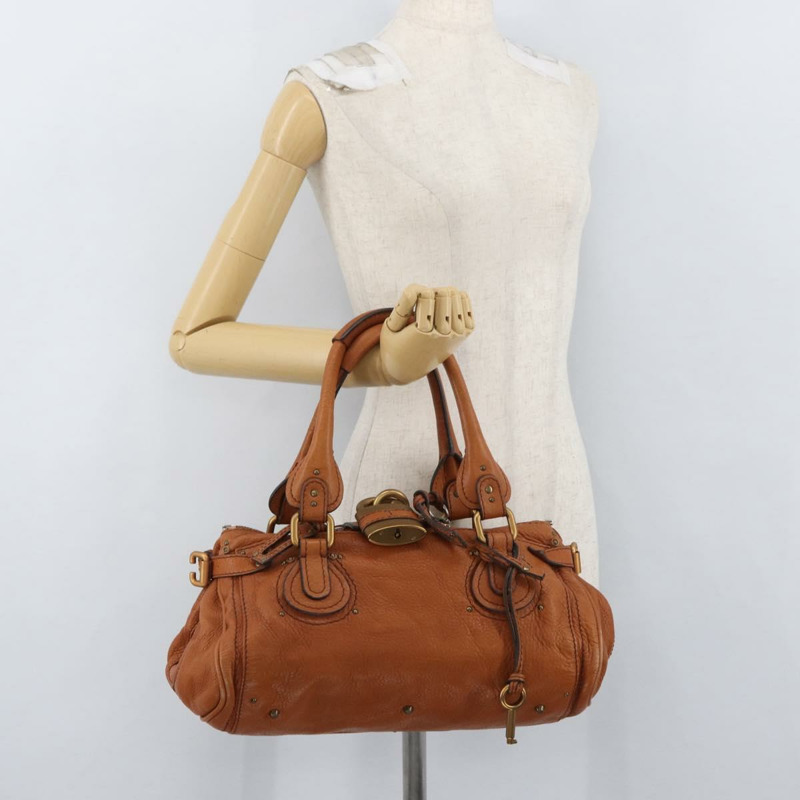 【日本直送】Chloe Paddington 手提包,棕色、金色、銀色皮革,正品 YKZ294M-27