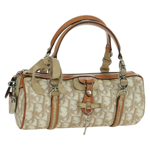 Christian Dior Trotter帆布浪漫手提包 PVC米色銀色 正品 YKZ720SAM