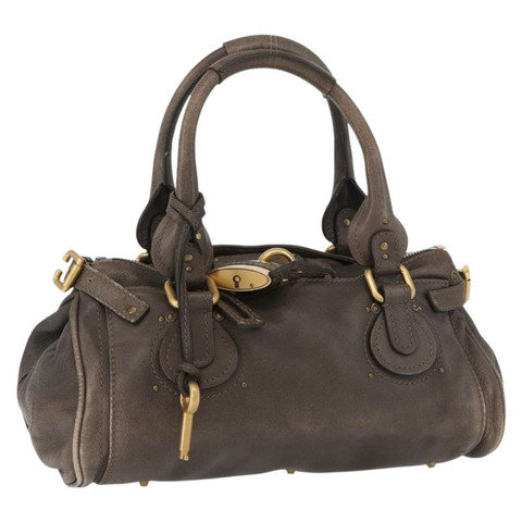 Chloe Paddington 手提包 皮革 灰色 金 銀色 正品 am11149A
