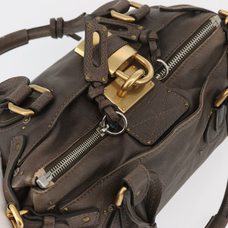 【日本直送】Chloe Paddington 手提包 皮革 灰色 金 銀色 正品 am11149A-5