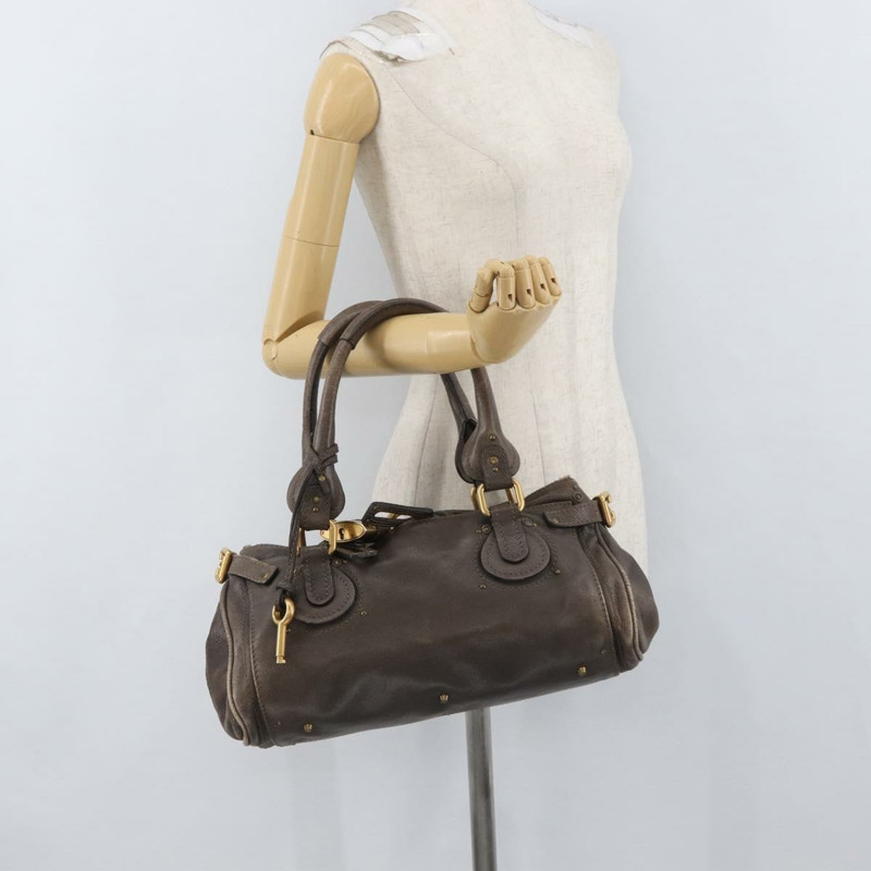 【日本直送】Chloe Paddington 手提包 皮革 灰色 金 銀色 正品 am11149A-25