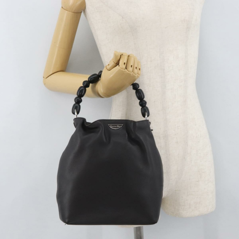 【日本直送】Christian Dior Maris Pearl 手提包,深棕色真皮,正品 BAZ076A-20