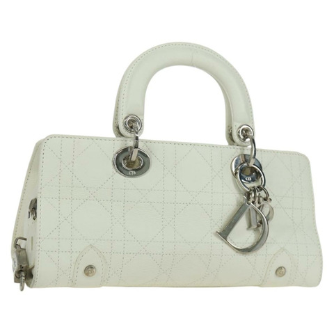 Christian Dior Canage 迷你手提包，白色銀色皮革款，正品 BAZ240SAV