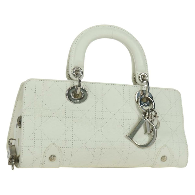 【日本直送】Christian Dior Canage 迷你手提包,白色銀色真皮,正品 BAZ240SAV-0