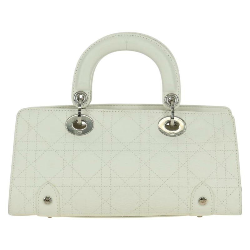 【日本直送】Christian Dior Canage 迷你手提包,白色銀色真皮,正品 BAZ240SAV-1